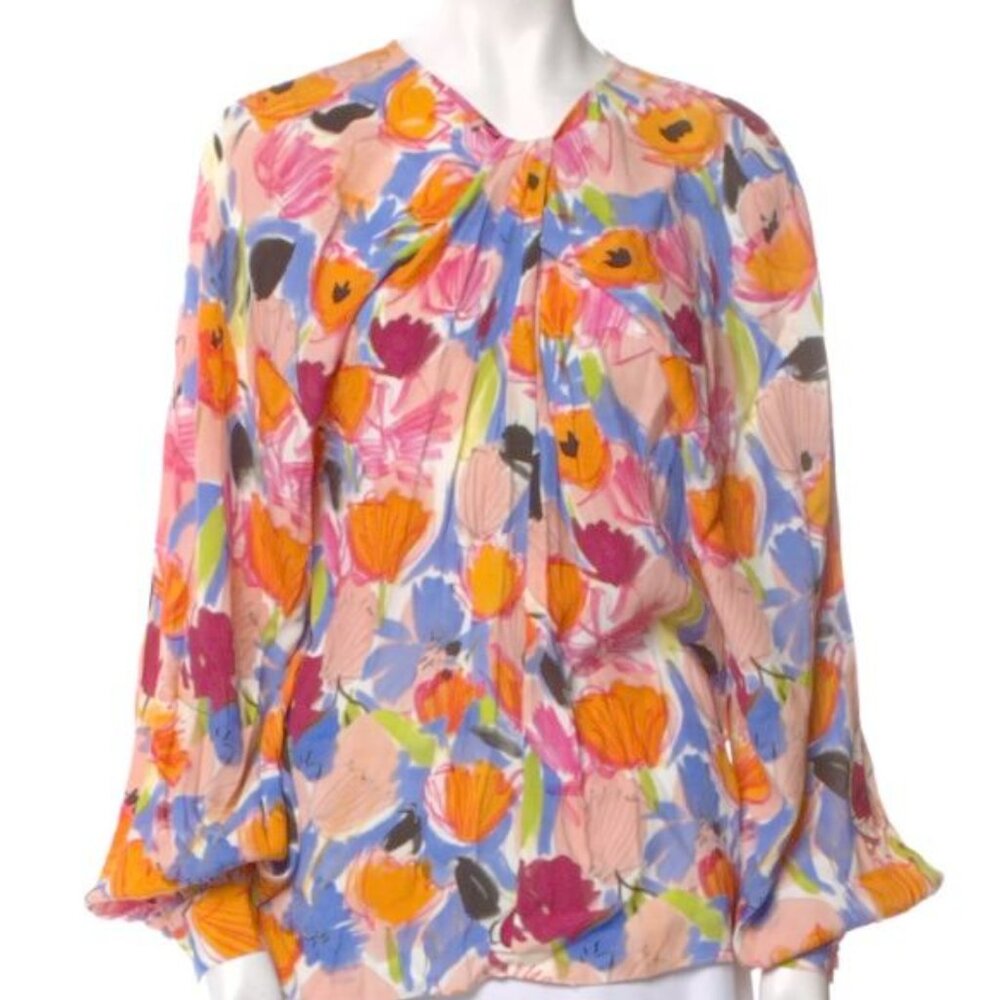 Rachel Comey Soon Blouse | Floral Print Twisted Long Sleeve Size 2 - Picture 2 of 2